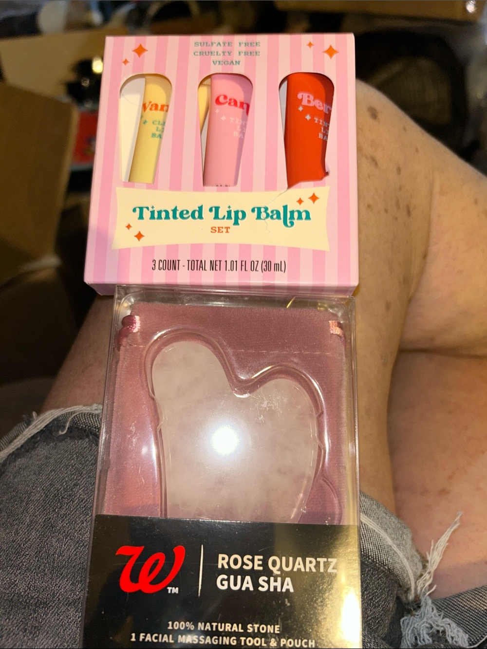Rose Quartz Gua Sha + Tinted Lip Balm Set